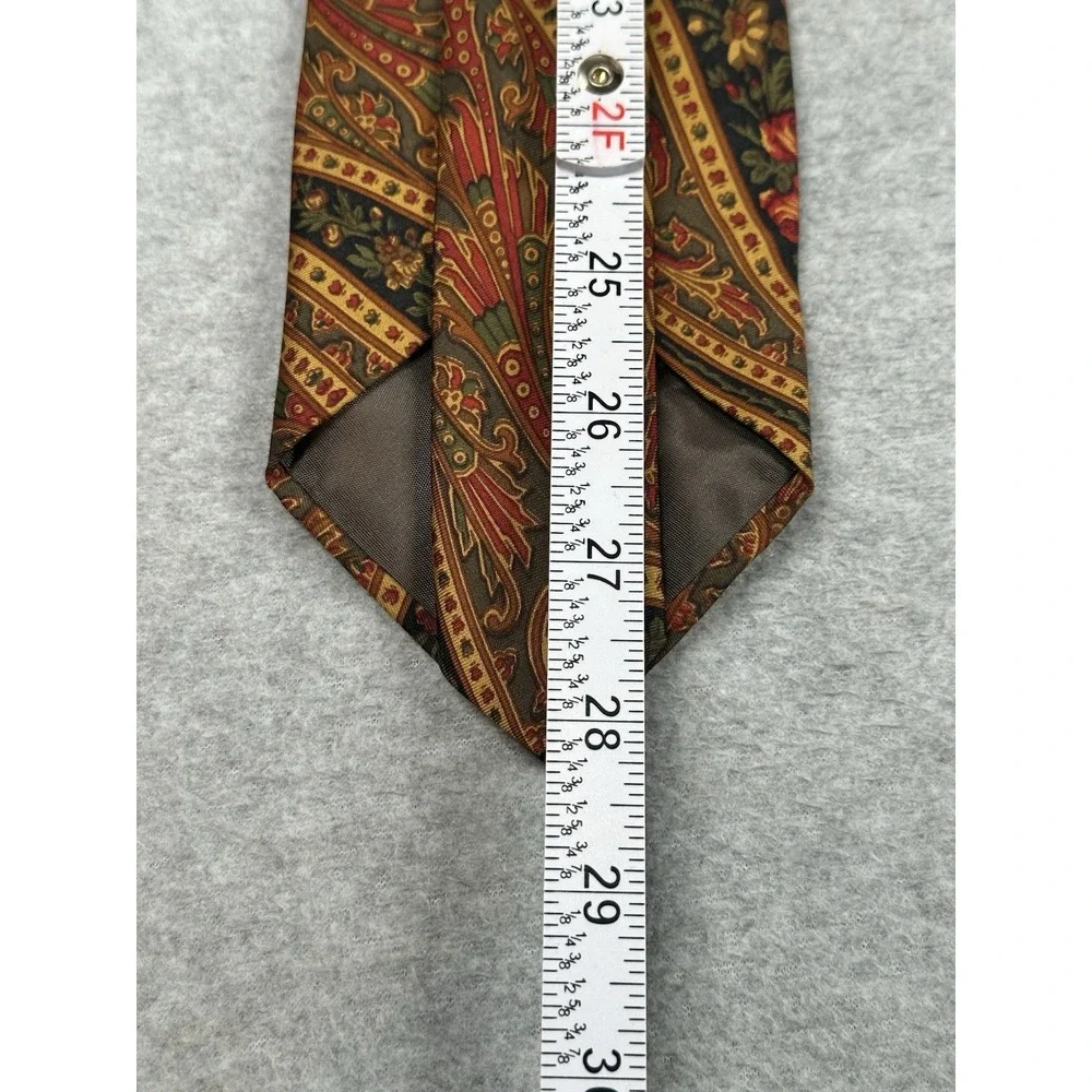 Vintage Michelsons‎ of London Pure Silk Paisley Tie Made in England Brown Gold